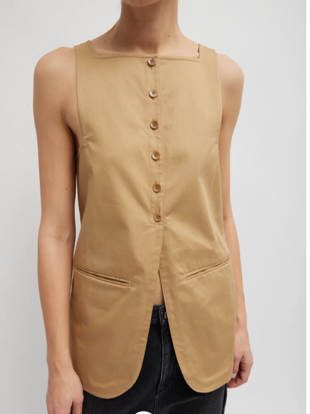 Price drop: Tibi Chino slit front sleeveless tunic, size 8, beige, $80 (was$95.)